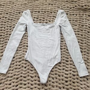 Aritzia White Long Sleeve Bodysuit